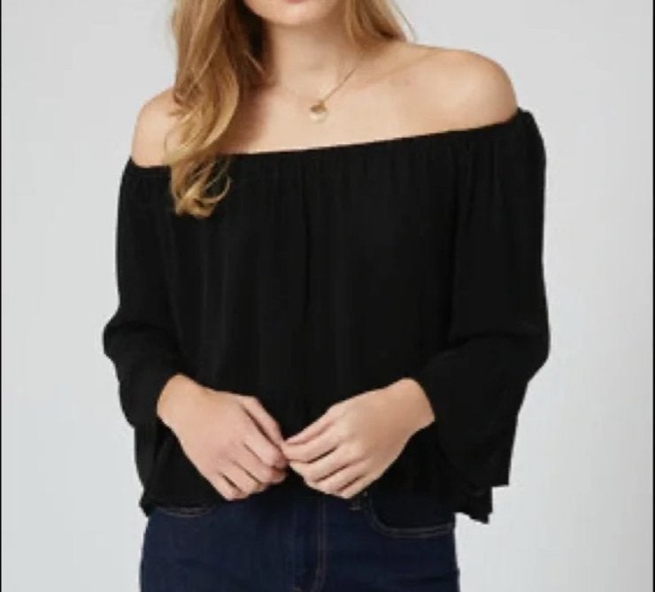 Zwarte off-shoulder top met lange mouwen, Kleding | Dames, Zwart, Ophalen of Verzenden, Zo goed als nieuw, Lange mouw