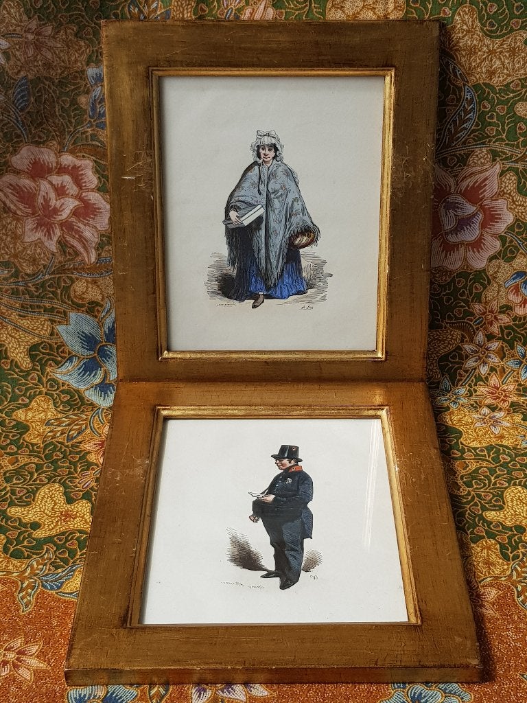 Mooi stel antieke gravures uit Engeland van man en vrouw., 1800 - 1899, Portret, Ophalen of Verzenden, Gravure