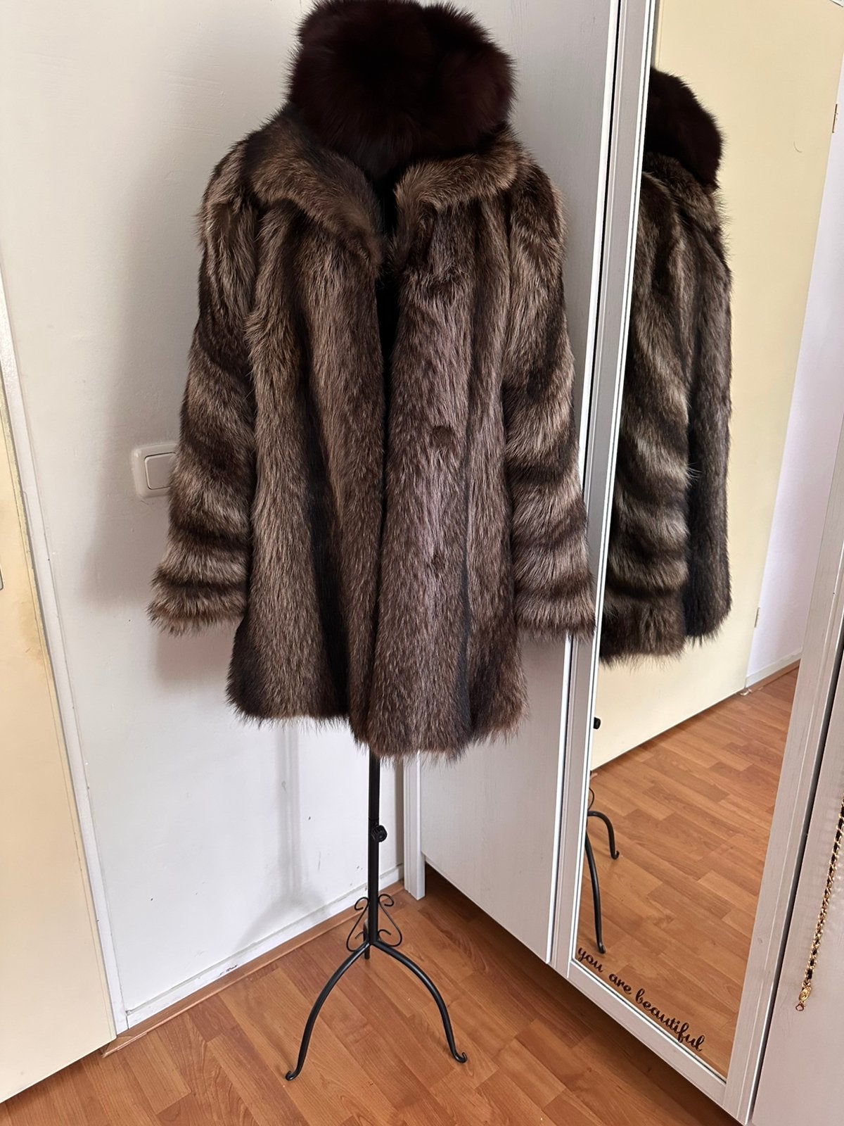 Vintage bontjas & muts, Kleding | Dames, Verzenden, Zo goed als nieuw, Maat 38/40 (M), Bruin
