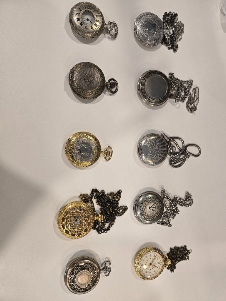 10 decoratieve zakhorloges – sierlijk (set 3/7), Overige merken, Overige materialen, Zakhorloge, 1960 of later