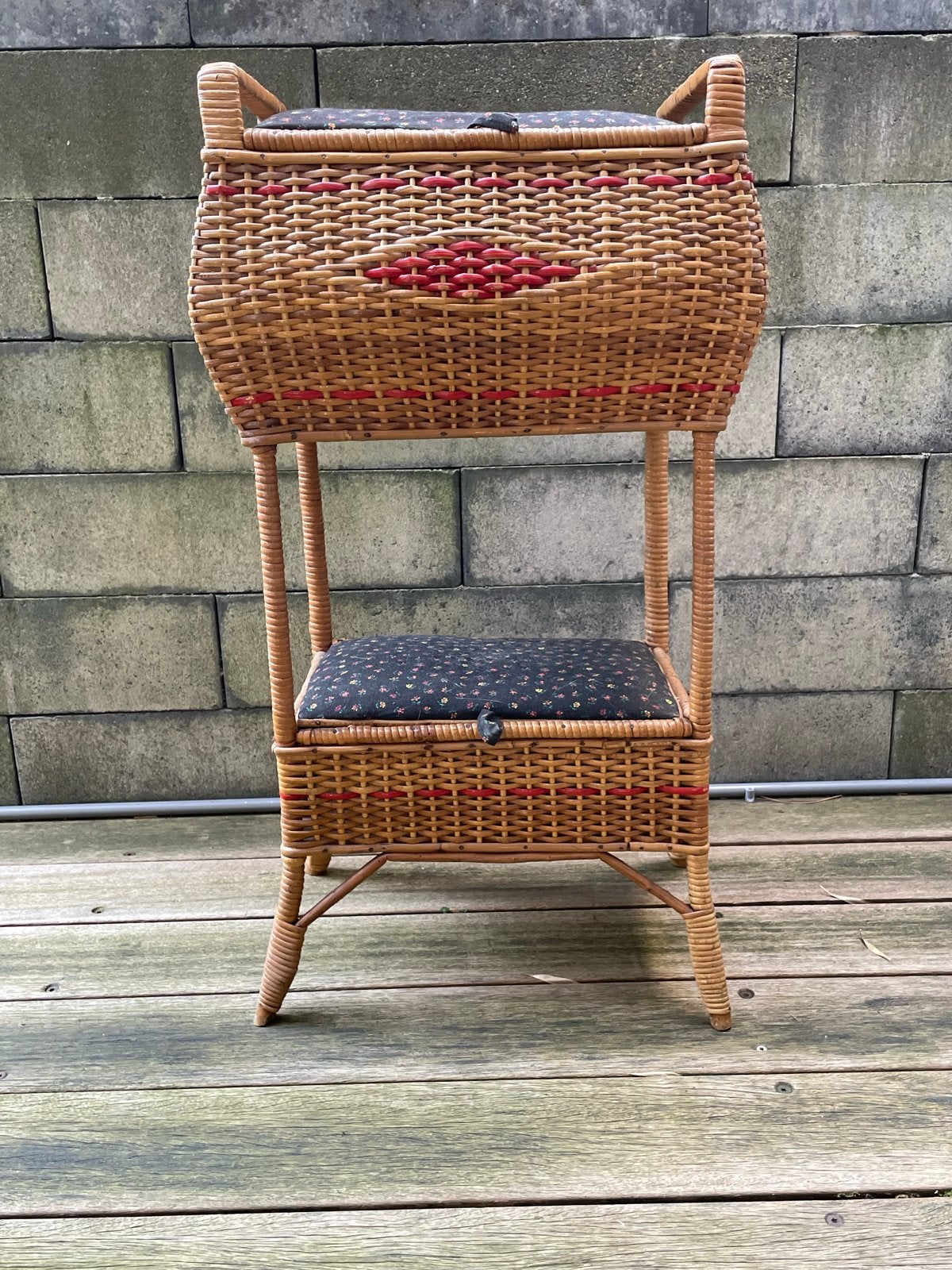 Vintage rotan naaikastje - Mid-century, Ophalen of Verzenden