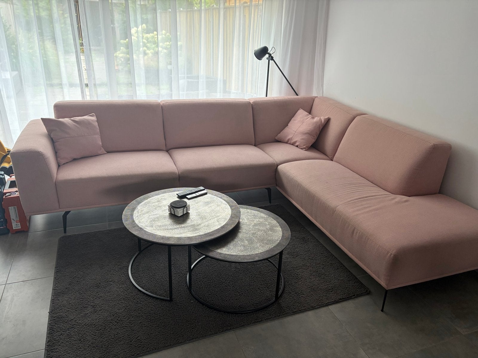 Stijlvolle Hoekbank Oudroze/Taupe - 300x245cm, Hoekbank, 300 cm of meer, Ophalen of Verzenden, Zo goed als nieuw
