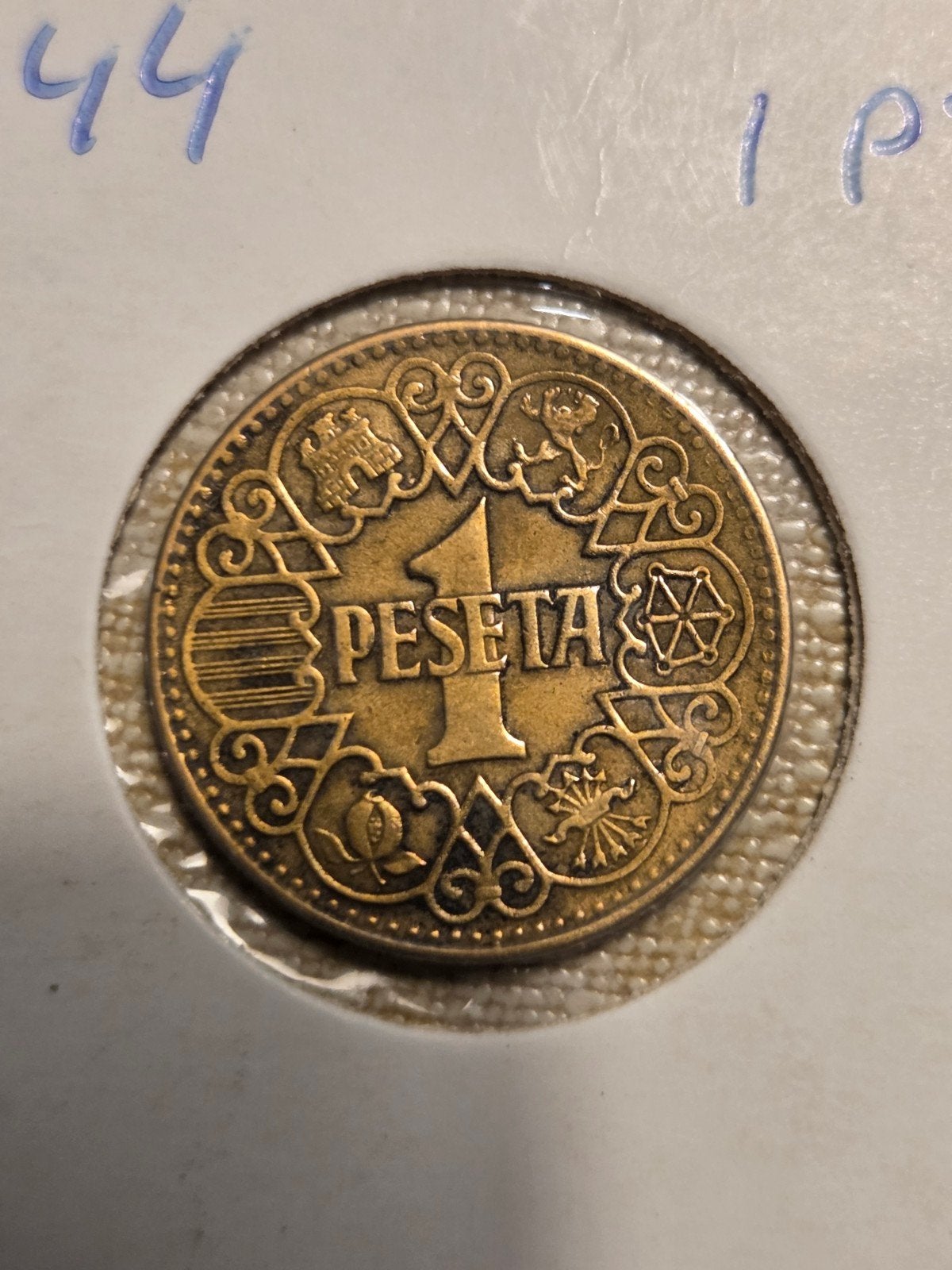 Spaanse 1 Peseta munt uit 1944 - Franco-tijdperk, Postzegels en Munten, Ophalen of Verzenden, Overige landen, Losse munt