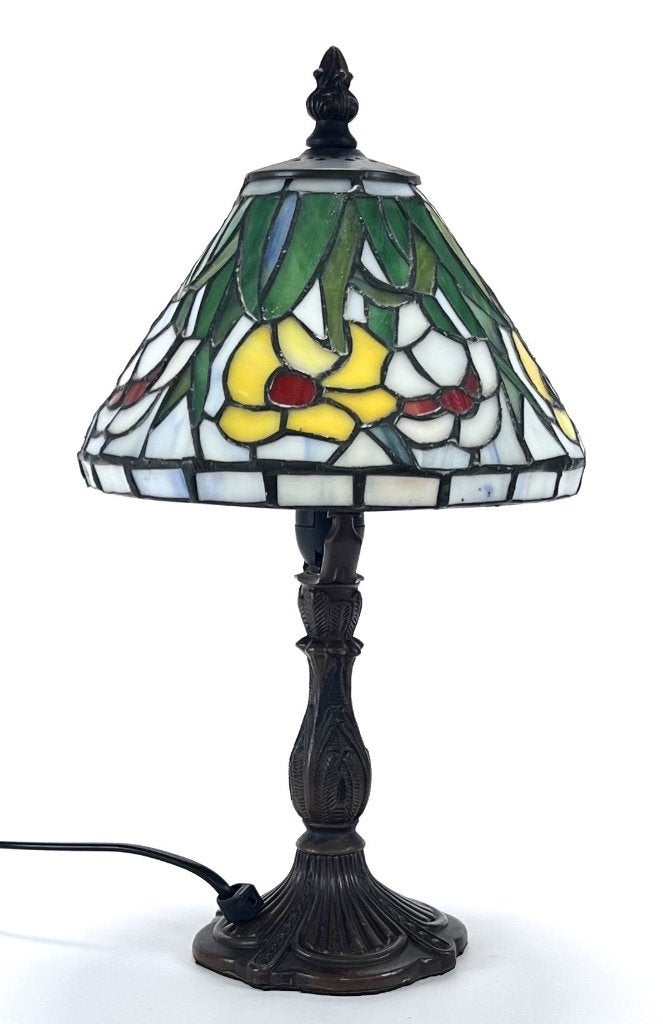 683. Glas-in-lood tafellamp - Tiffany stijl, eind 20e eeuw, Ophalen of Verzenden, Glas