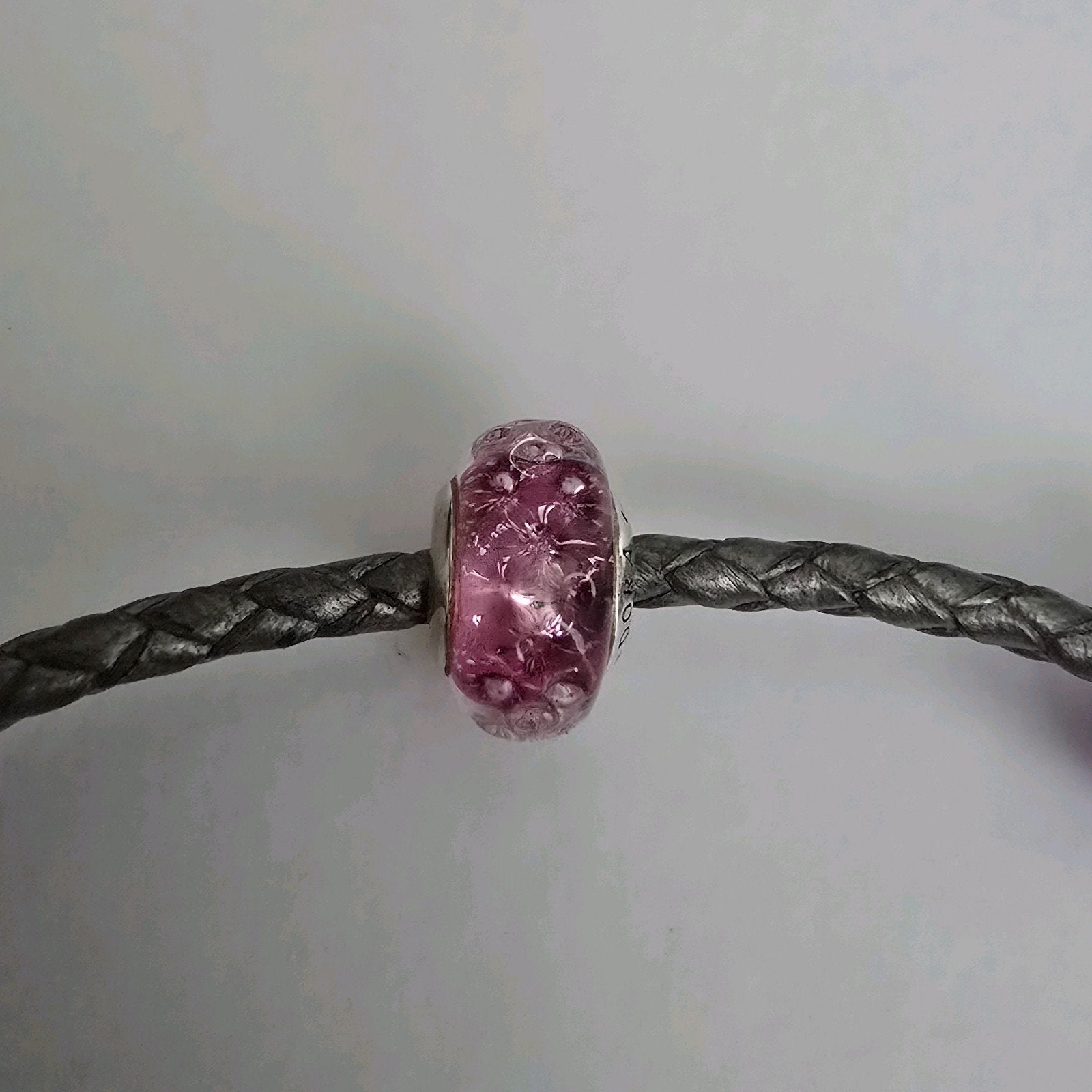 Prachtige originele zilveren Pandora glasbedel met zilver, Sieraden, Tassen en Uiterlijk, Ophalen of Verzenden, Zo goed als nieuw