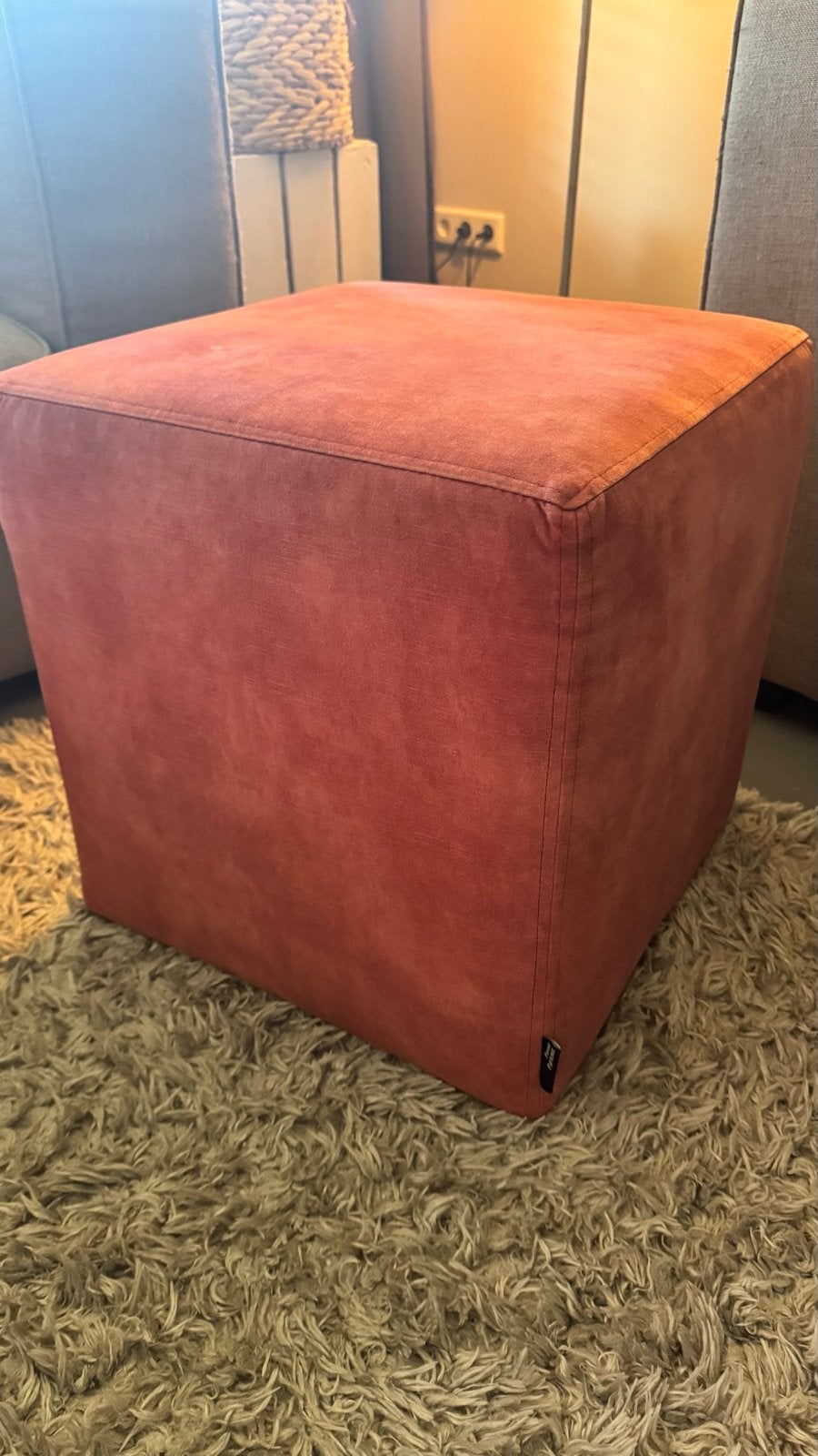 Passe Partout roze kubus poef, 43 cm hoog, Ophalen, Minder dan 50 cm, Vierkant, Zo goed als nieuw