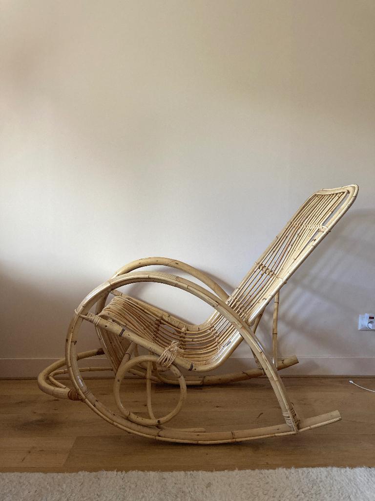 Schommelstoel rotan, Huis en Inrichting, Stoelen, Ophalen, Gebruikt, Overige kleuren, Riet of Rotan