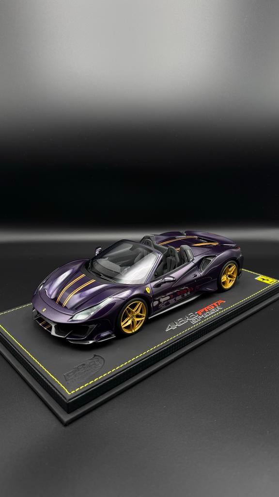 BBR 1:18 Ferrari 488 Pista Spider Viola hong kong, Ophalen of Verzenden, Zo goed als nieuw, Auto, Overige merken