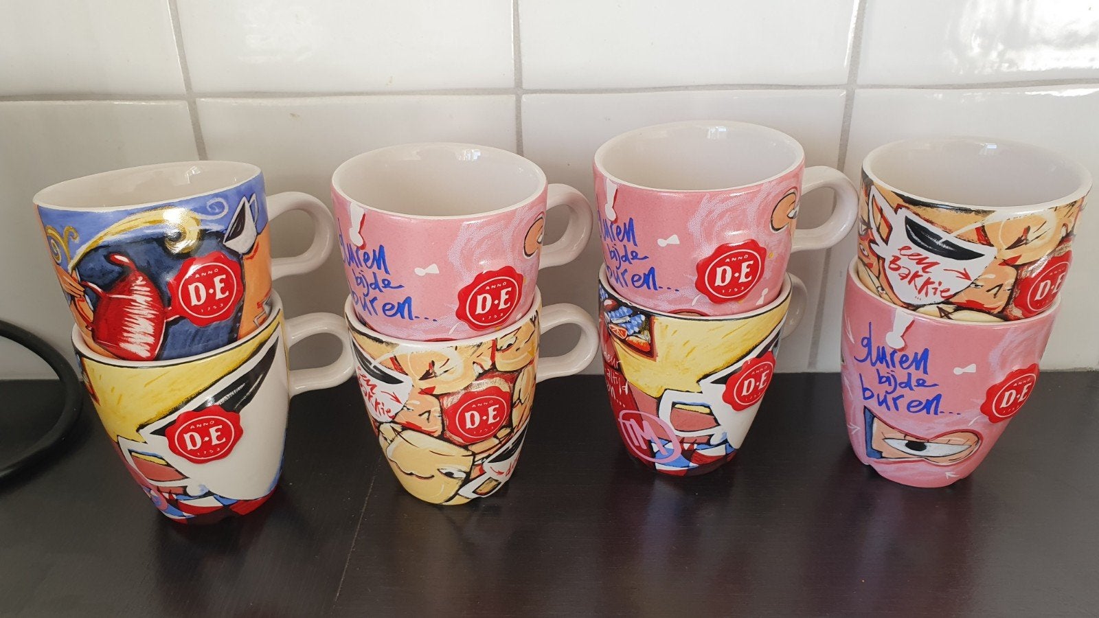 Douwe Egberts mokjes Gluren bij de buren, Ophalen of Verzenden, Overige stijlen, Kop(pen) en/of Schotel(s)