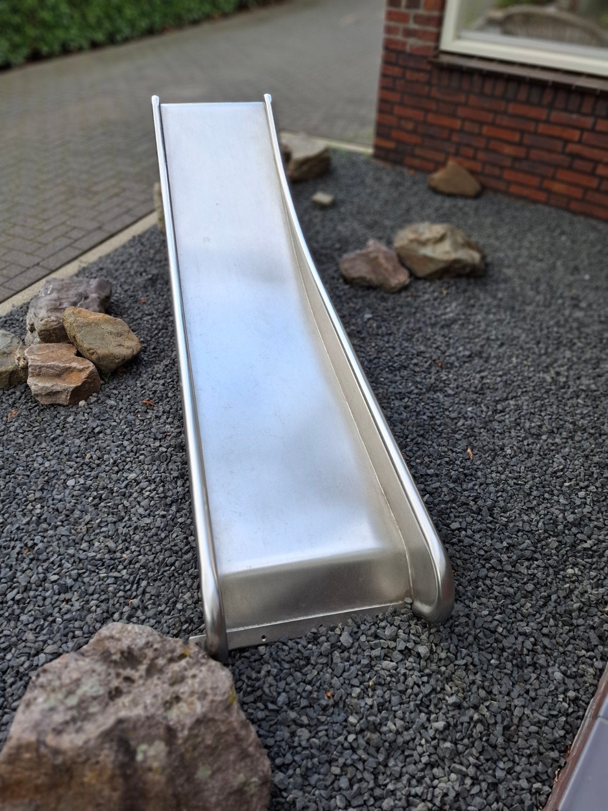 Roestvrijstalen Glijbaan met Betonblok voor in de Grond, Kinderen en Baby's, Speelgoed | Buiten | Speeltoestellen, Ophalen, Gebruikt