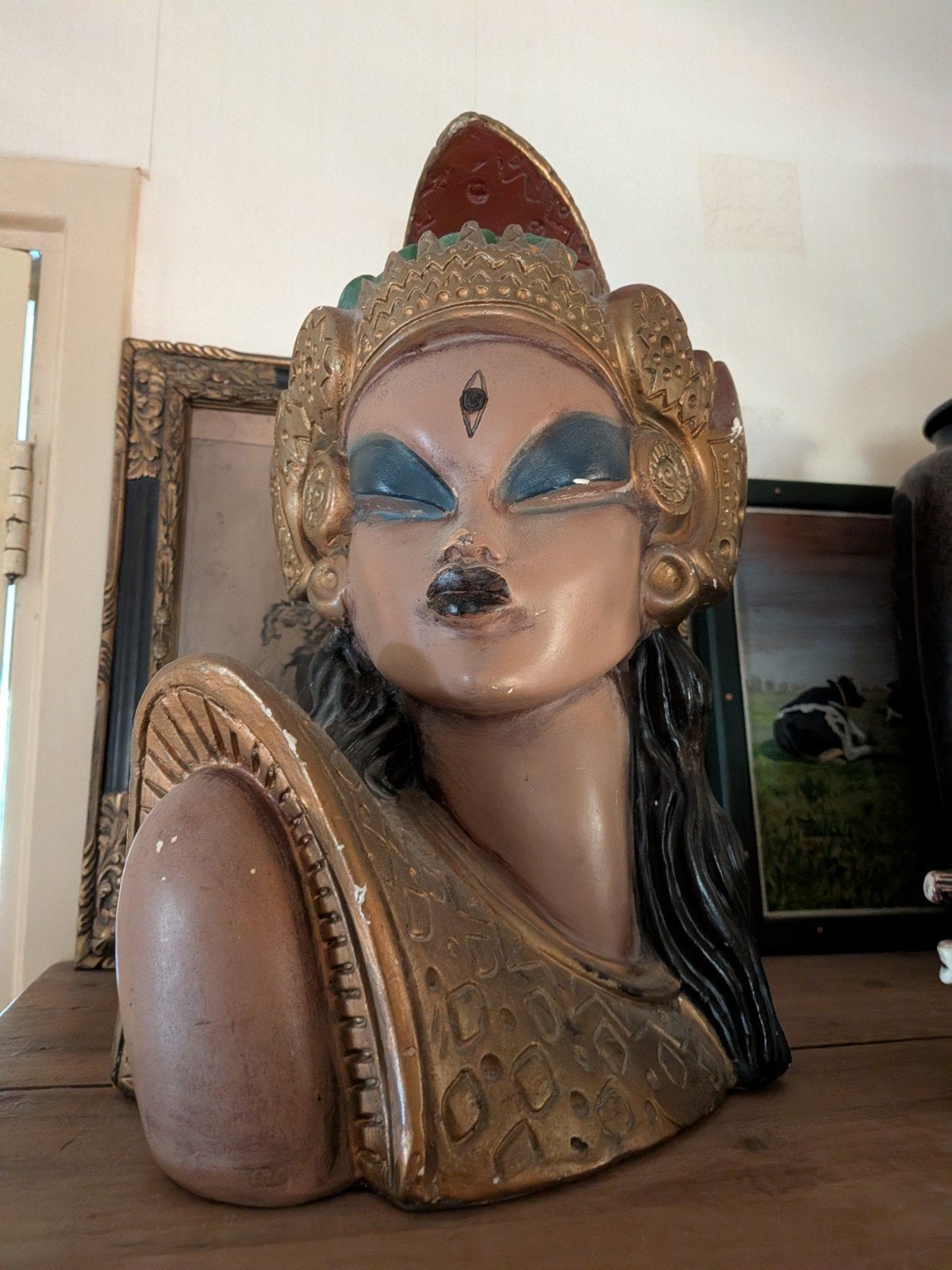 Vintage Balinese Buste - G.F.F. Silvio N.B.34, Antiek en Kunst, Ophalen, Handgemaakt, Buste, 20 - 50 cm