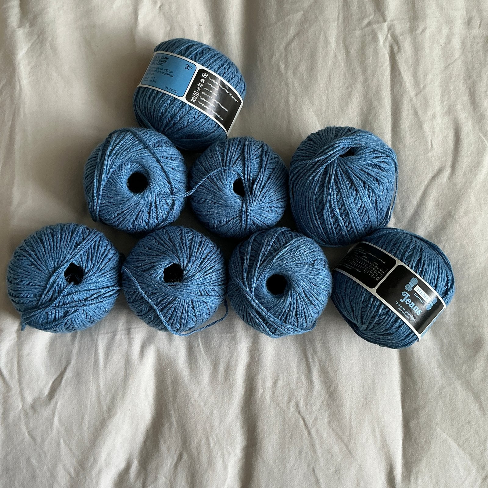 8 bollen HEMA Jeans garen - 50% Katoen 50% Acryl, Hobby en Vrije tijd, Breien en Haken, Ophalen of Verzenden, Nieuw, Breien of Haken