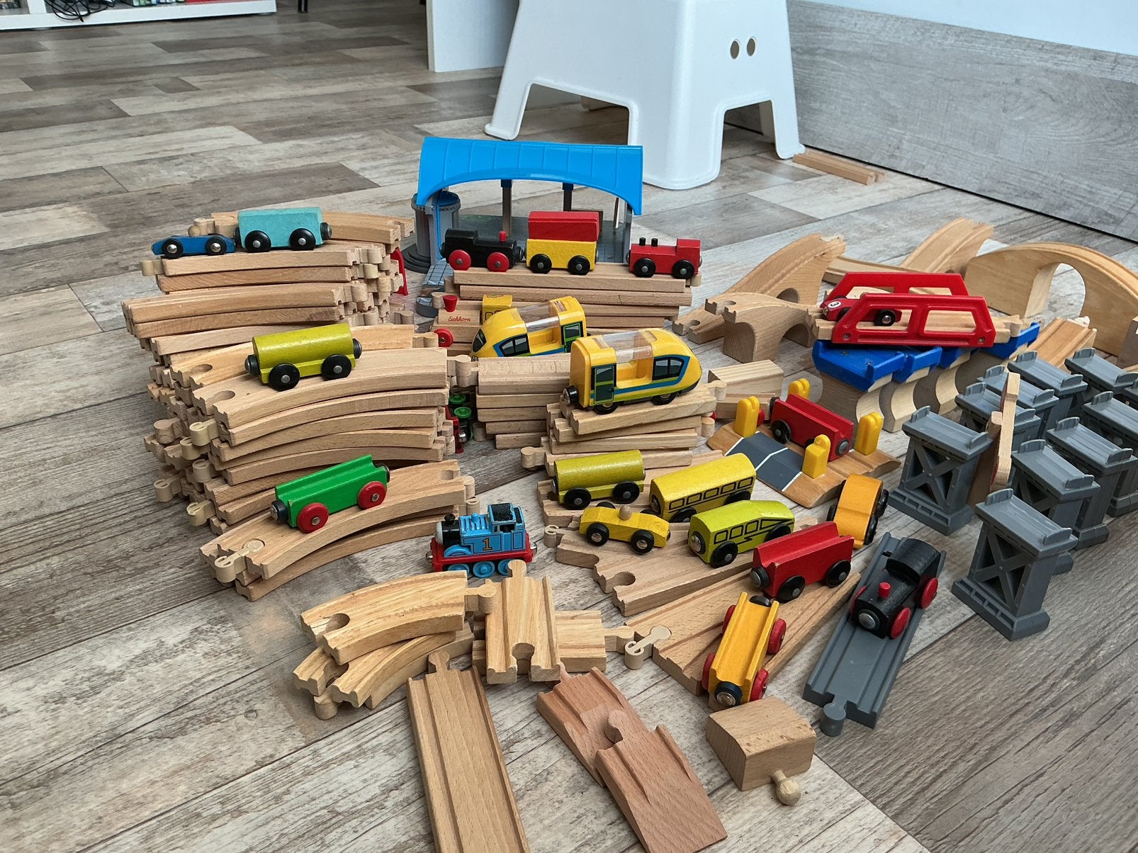 Houten trein baan, Ophalen, Gebruikt