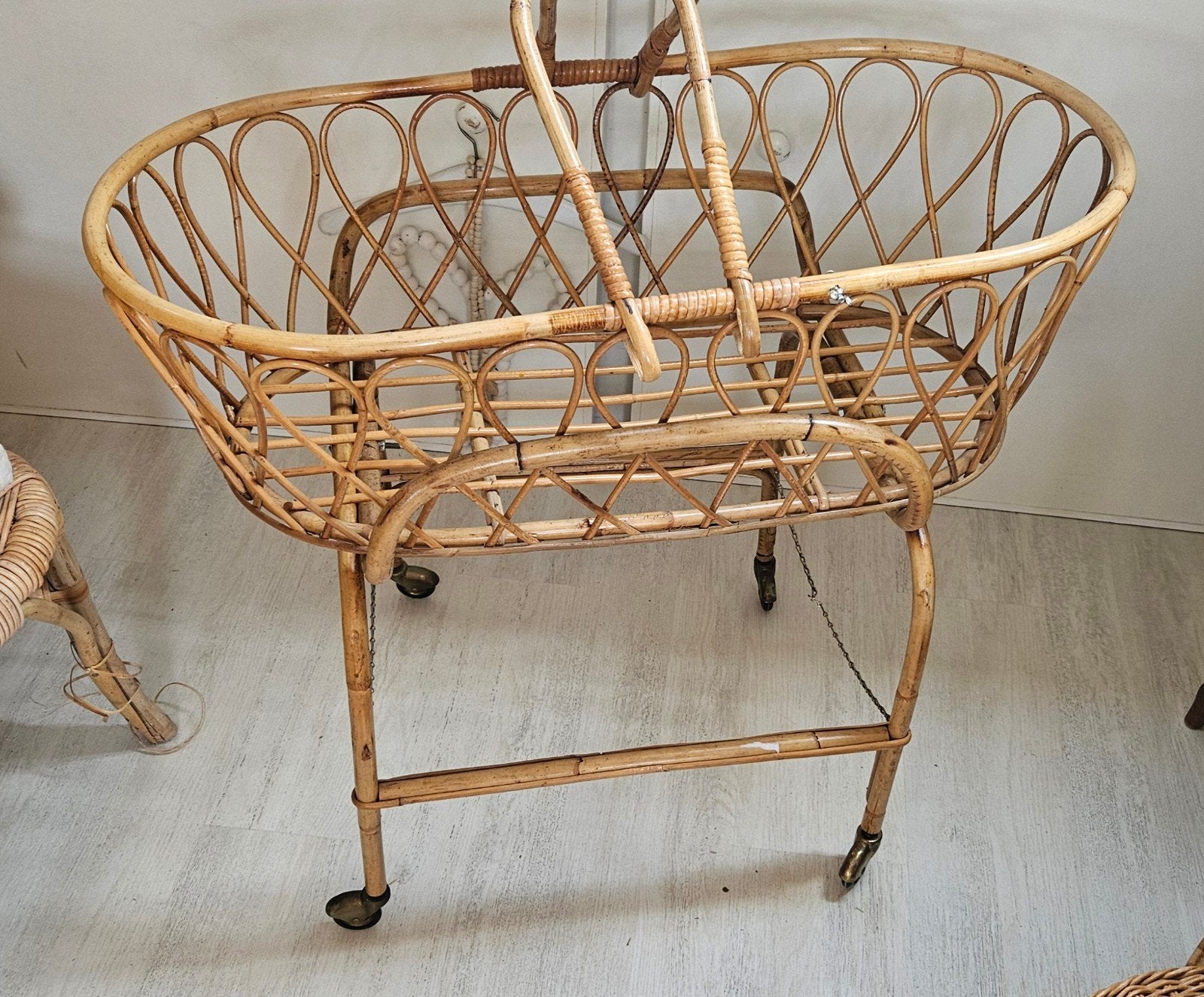 Vintage retro bamboe wieg demontabel, Kinderen en Baby's, Babywiegjes en Ledikanten, Ophalen, Wieg