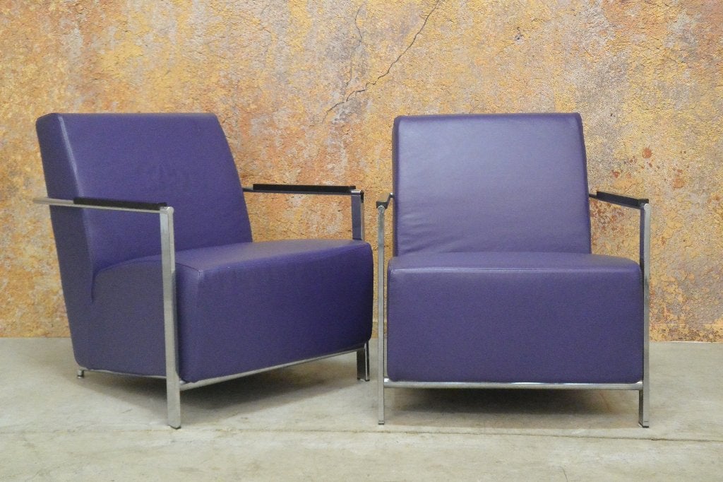 ZGANieuw! paarse leren Harvink Alowa design fauteuil, Harvink, Harvink, 75 tot 100 cm, Ophalen of Verzenden