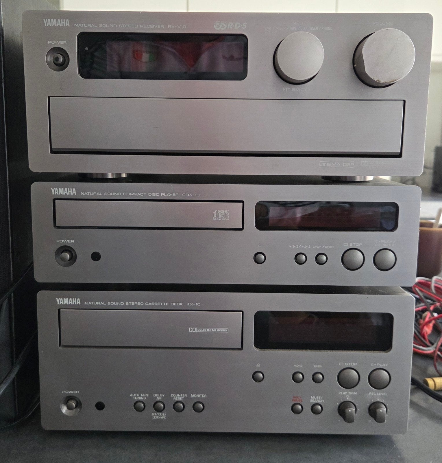 Yamaha Stereo Set RX-V10, CD-10 en KX-10 met JBL Speakers, Ophalen, Gebruikt, Cassettedeck, Losse componenten