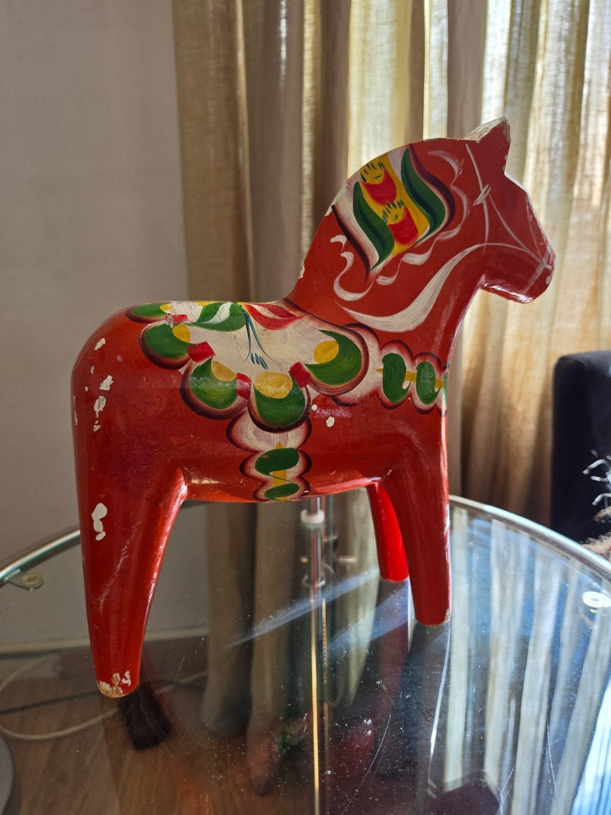 Vintage Dala Paard - Rood met bloemmotief - Leksand, Ophalen of Verzenden