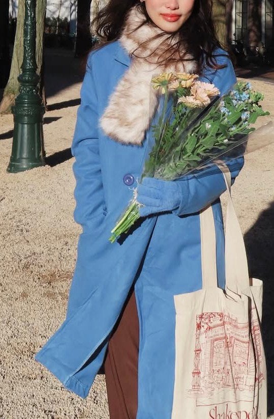 Vintage blue long coat, Ophalen of Verzenden, Zo goed als nieuw, Maat 36 (S), Blauw