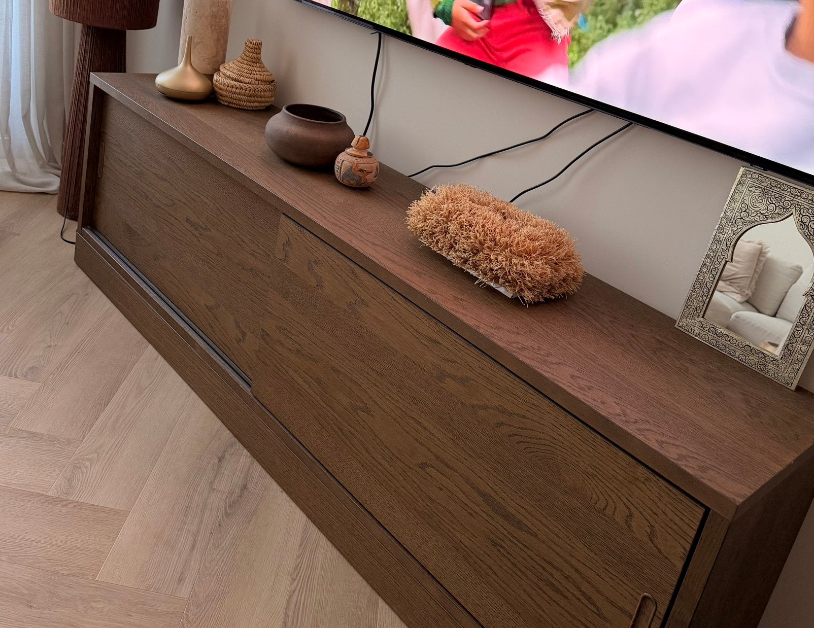 Walnoot japandi TV meubel (IKEA Tonstad), Ophalen, Zo goed als nieuw, Minder dan 100 cm, 25 tot 50 cm