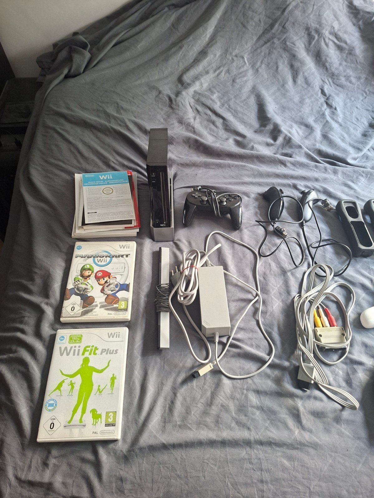 wii zwart inclusief toebehoren en spellen, Ophalen, Gebruikt, Met 2 controllers, Met stuurtje