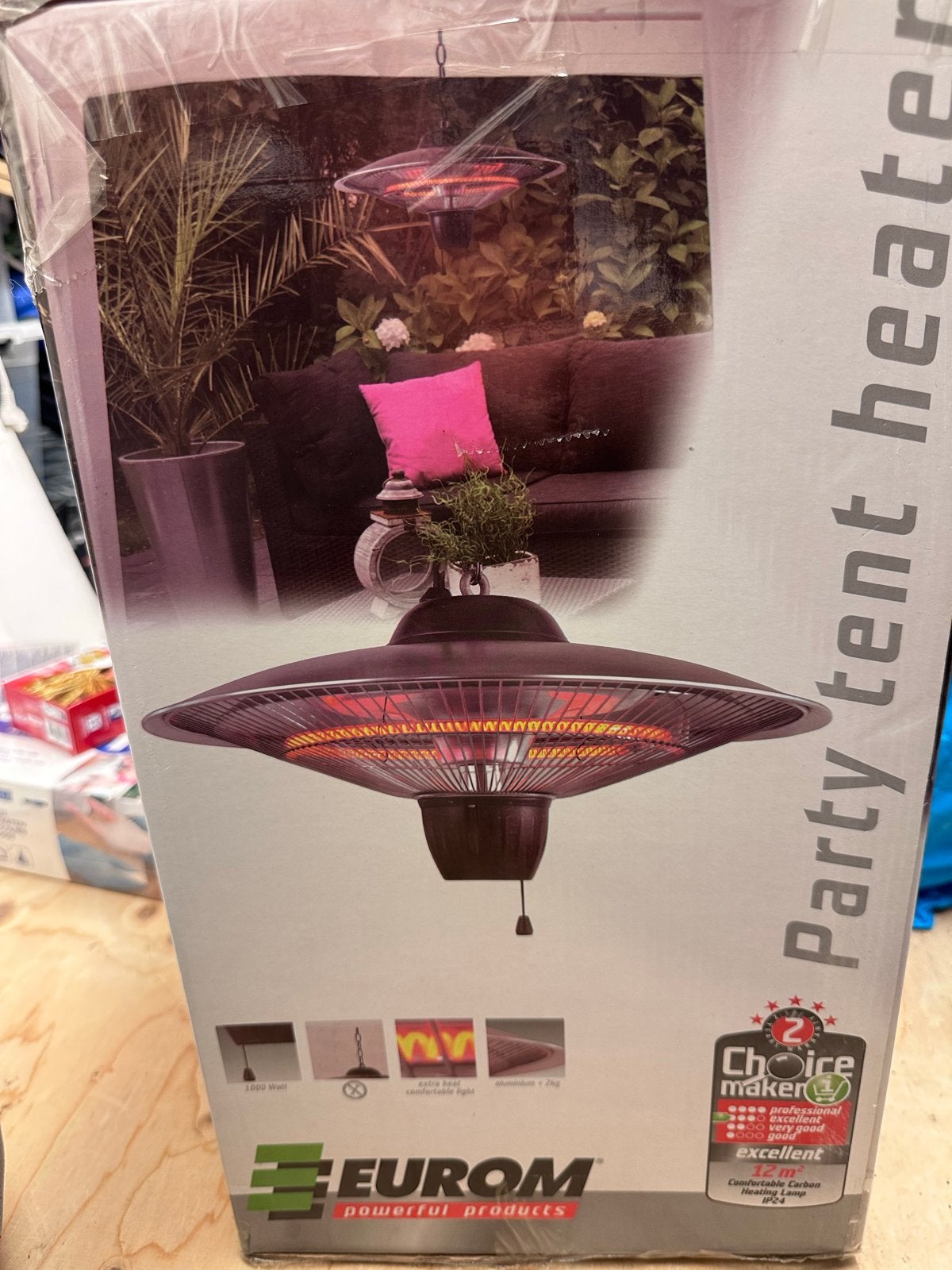 Eurom Partytent-heater 1000/1500 - Nieuw in doos, Minder dan 30 cm, Minder dan 60 cm, Ophalen of Verzenden, 800 watt of meer