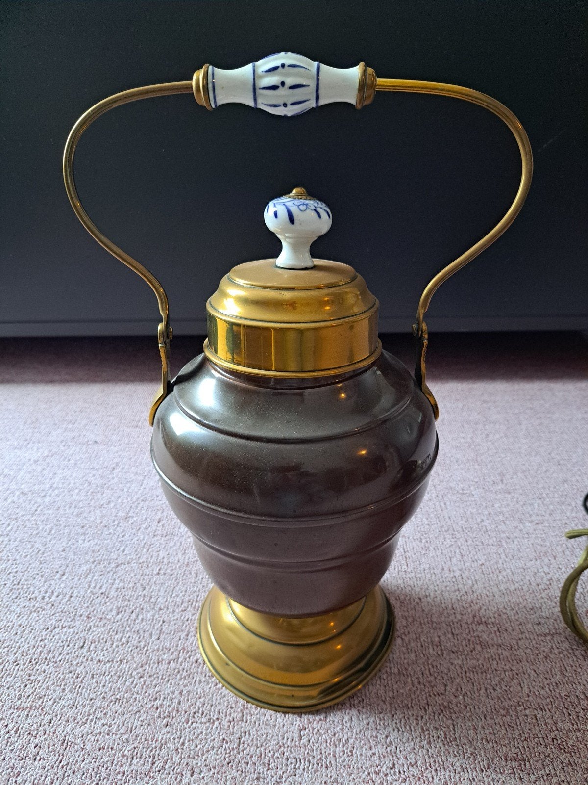 Antieke koperen en bronzen doofpot met deksel en handvat, Antiek en Kunst, Ophalen