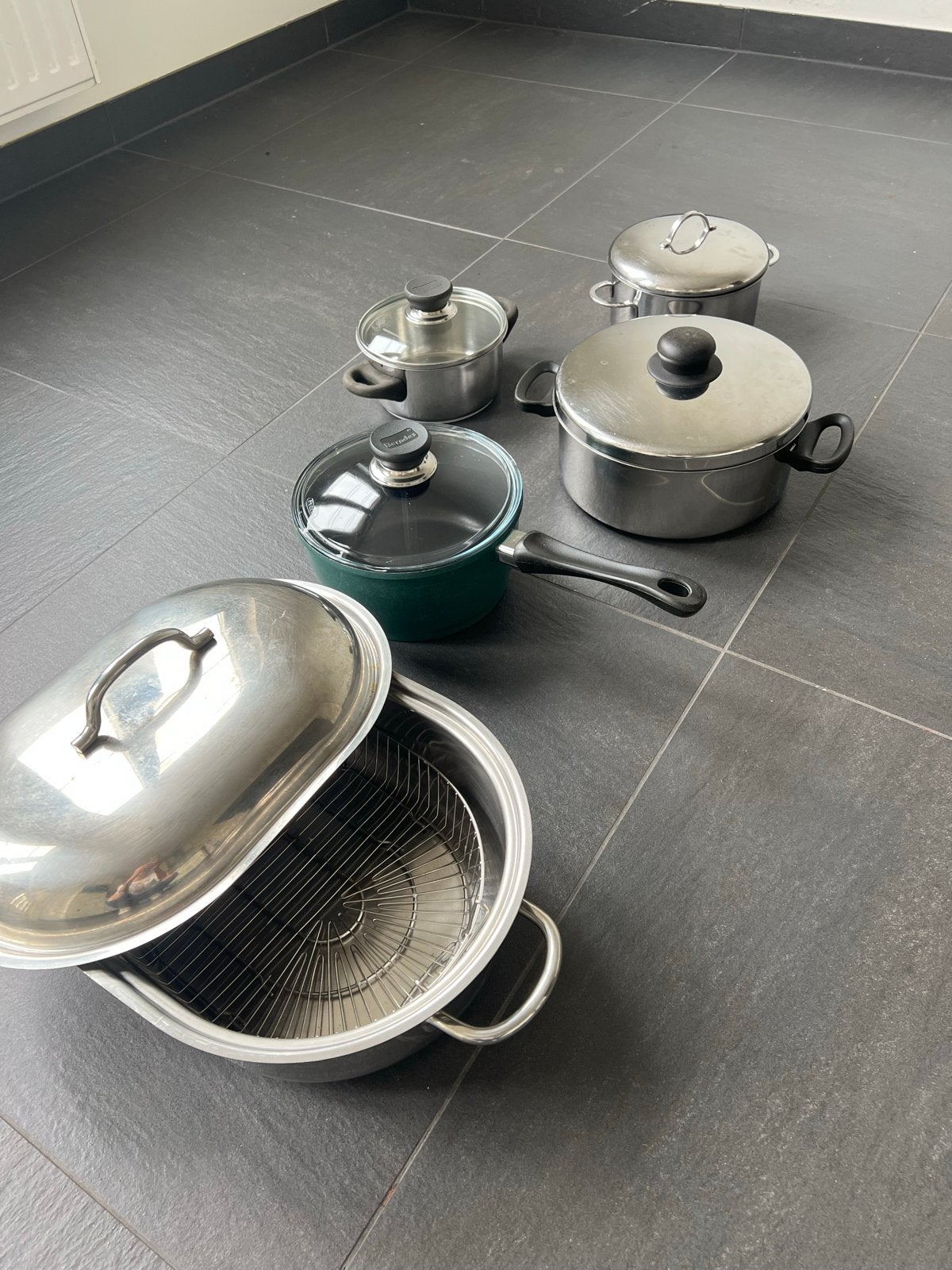 Kookpotten Set, Ophalen, Gebruikt, Met deksel, Rvs