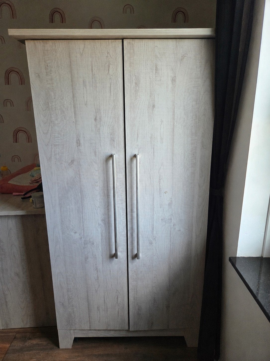 Kledingkast en commode set - licht houtnerf, Gebruikt, Modern, Scandinavisch, 50 tot 100 cm, 150 tot 200 cm