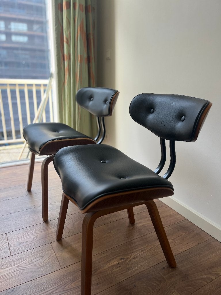 Dutchbone mid-century modern design eetkamerstoelen, Huis en Inrichting, Twee, Bruin, Zo goed als nieuw, Mid Century Modern
