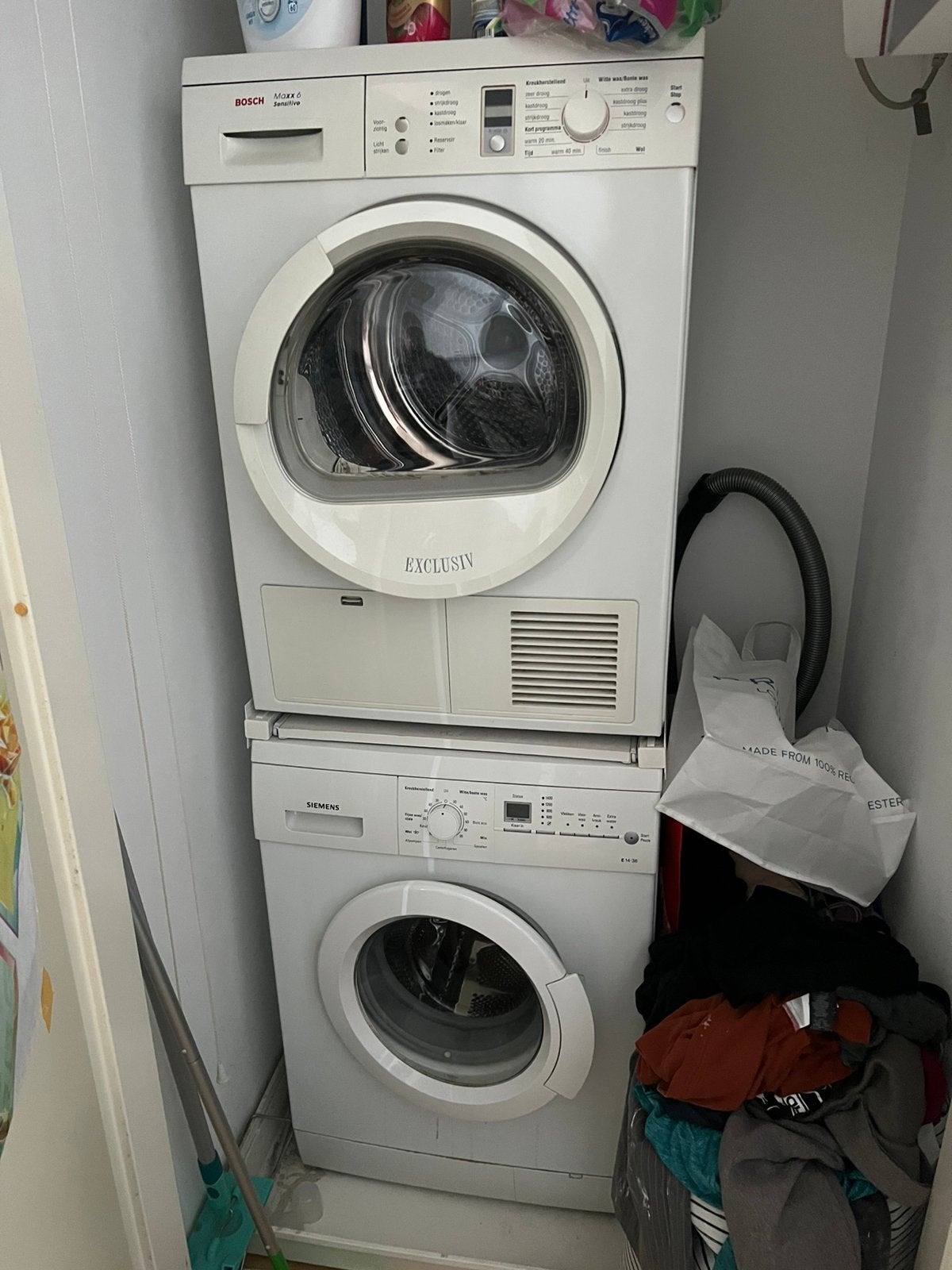 Wasmachine en droger bosch en siemens, Witgoed en Apparatuur, Ophalen, Zo goed als nieuw, 85 tot 90 cm, 1200 tot 1600 toeren