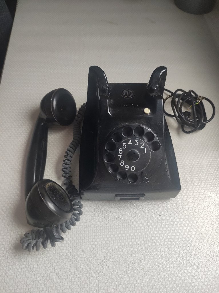 Vintage Telefoon Bakeliet zwart 1965, Telecommunicatie, Ophalen of Verzenden, Gebruikt, Bakeliet