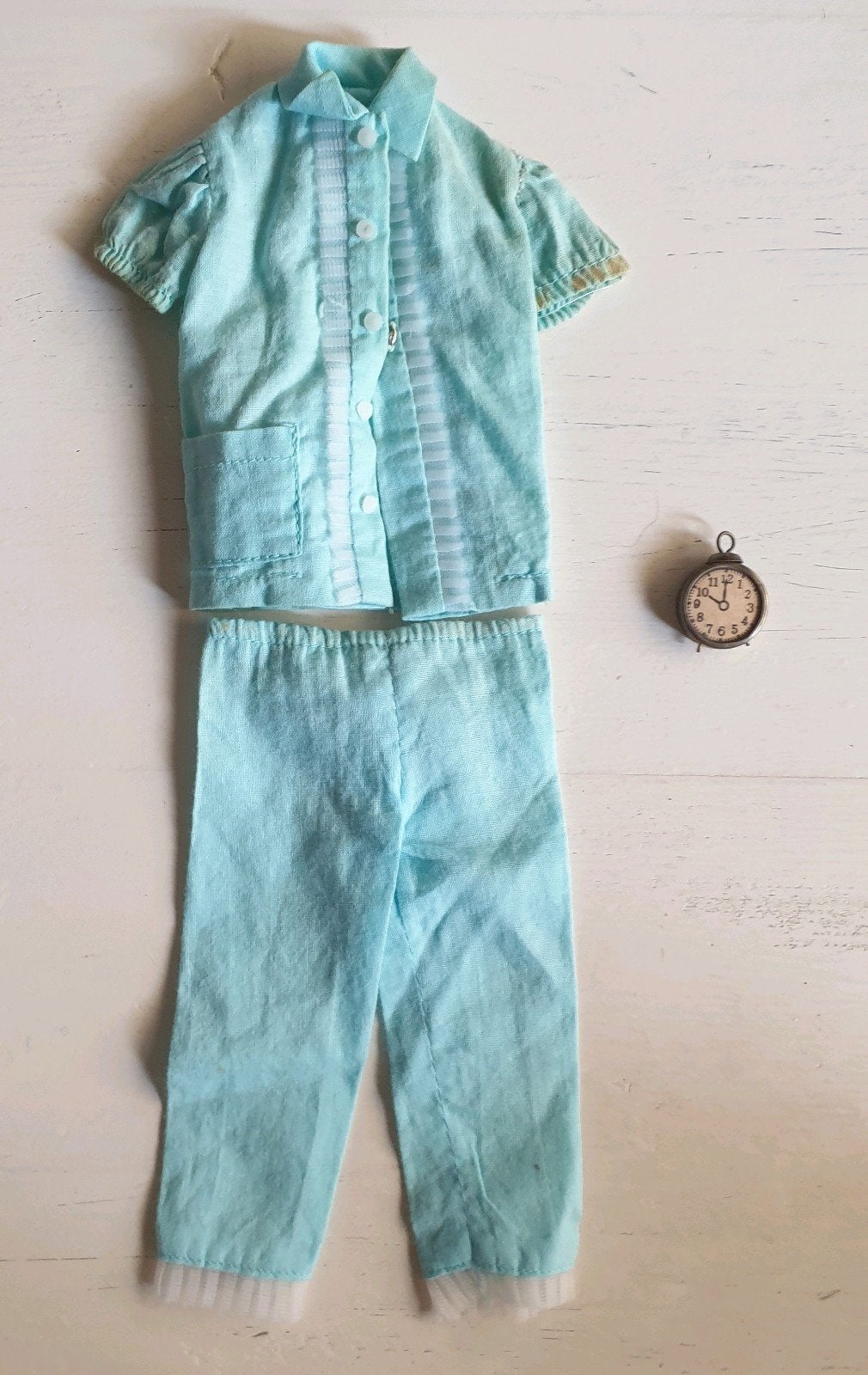 barbie pyjama's #1601 1963 met label + wekker origineel, Ophalen of Verzenden, Kleertjes