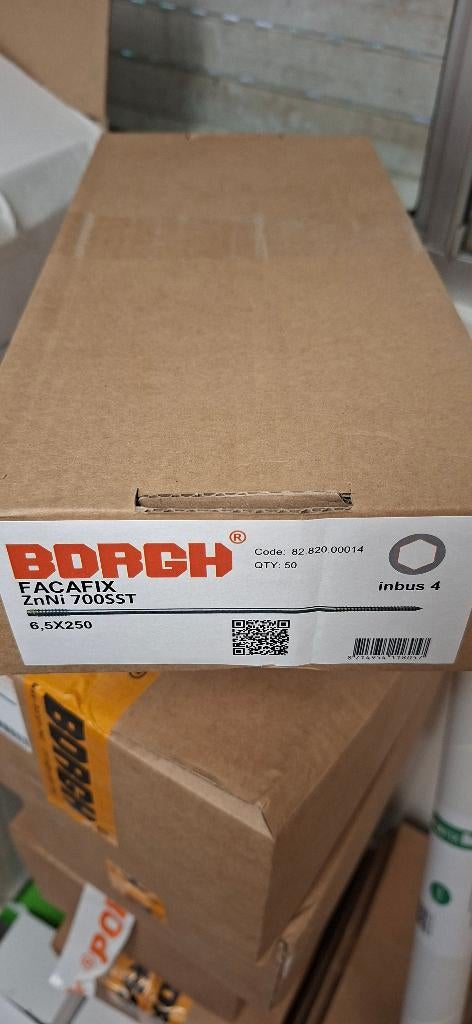 Borgh Facafix 6,5x250mm inlusief pluggen., Ophalen of Verzenden, Nieuw, 50 tot 100 mm, Pluggen