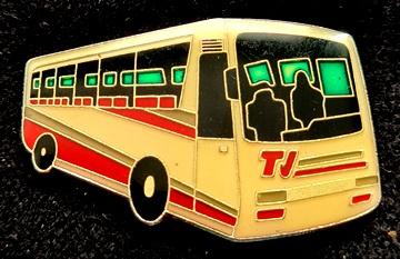 Autobus pin TJ- epoxy- rood-creme kleur, Verzenden, Nieuw, Transport, Speldje of Pin