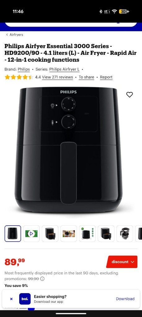 Philips Airfryer 3000 Series, Witgoed en Apparatuur, Airfryers, Ophalen of Verzenden, Gebruikt, Airfryer XL, 1500 gram of meer