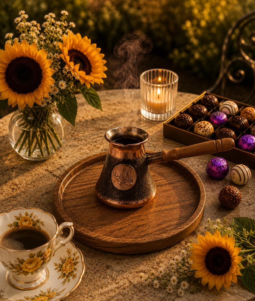 Handgemaakte authentieke Turkse koperen koffiepot - nieuw, Theepot/fluitketel, Nieuw, Ophalen of Verzenden, Roze