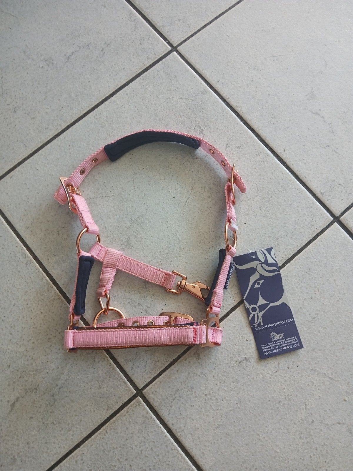roze halster met goude afwerkingen maat mini veulen, Ophalen of Verzenden, Roze, Halster, Mini