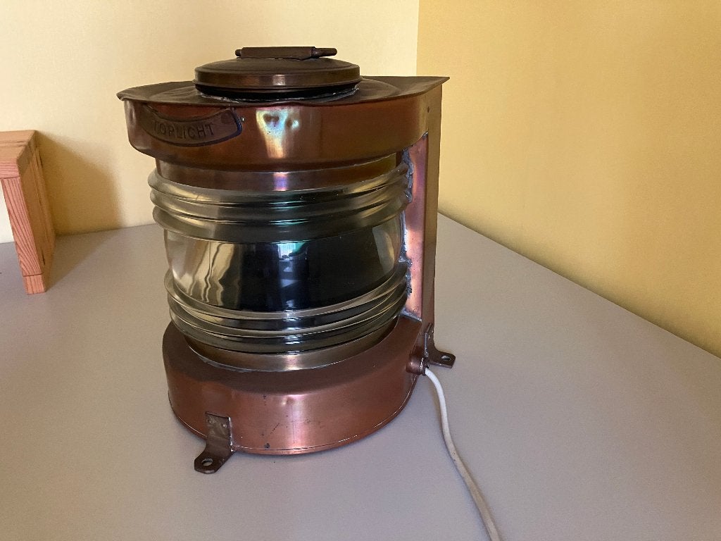Antieke koperen scheepslamp lamp in goede staat, Ophalen of Verzenden