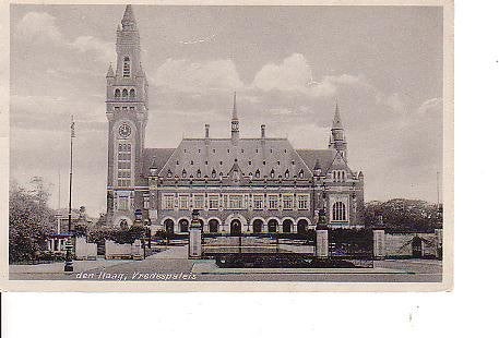 Ansichtkaart 	Den Haag	Vredespaleis, Verzenden, 1920 tot 1940, Gelopen, Zuid-Holland