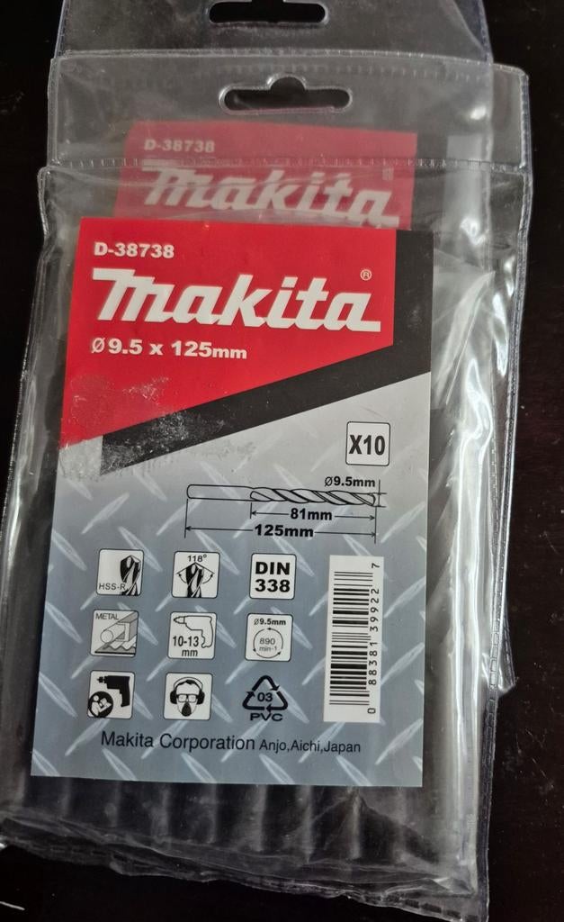 Makita metaalboren 9,5 x 125 mm 10 stuks NIEUW, Ophalen of Verzenden, Nieuw