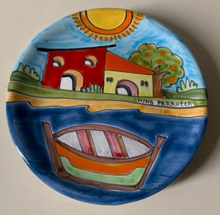 NINO PARRUCCA - bordje - handmade ceramic italy -11-12cm, Ophalen of Verzenden