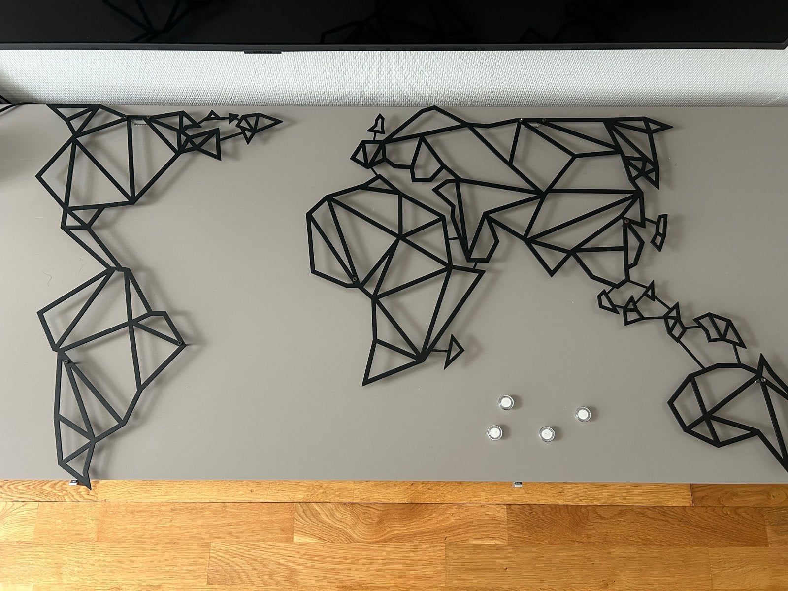 Metalen Wereldkaart Wanddecoratie - Zwart Geometrisch, Ophalen of Verzenden, Zo goed als nieuw