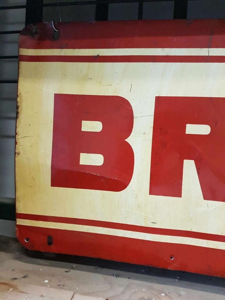 Origineel vintage USA reclamebord,tin sign van Brock️️️️️️⛽️, Reclamebord, Gebruikt, ., Ophalen of Verzenden