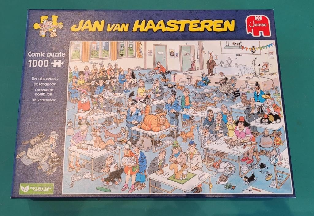 Jan van Haasteren puzzel Kattenshow 1000 stukjes, Ophalen of Verzenden, 500 t/m 1500 stukjes, Nieuw, Legpuzzel