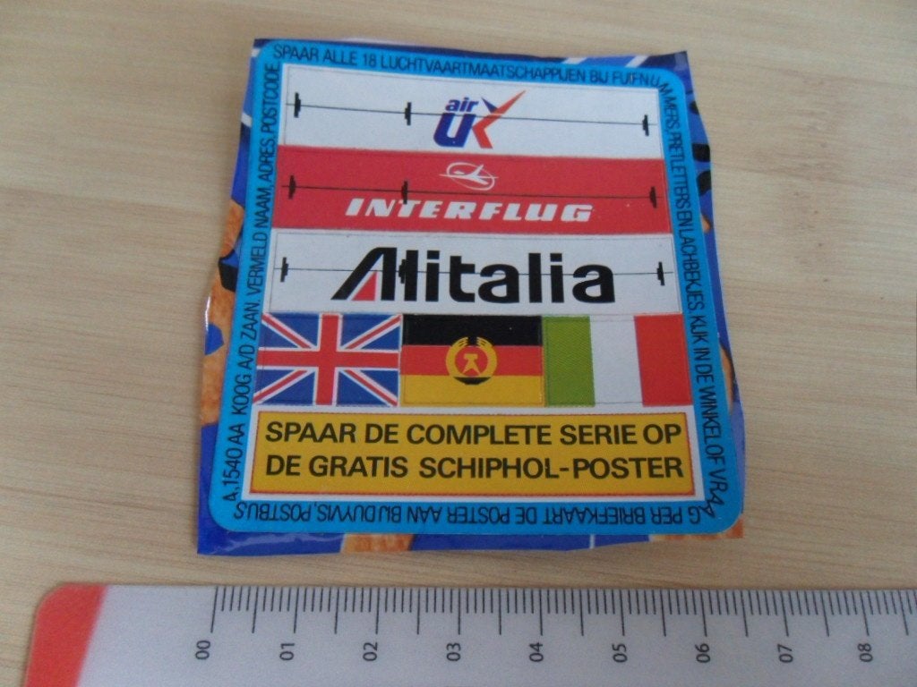 sticker duyvis luchtvaartmaatschappijen air uk alitalia, Ophalen, Zo goed als nieuw