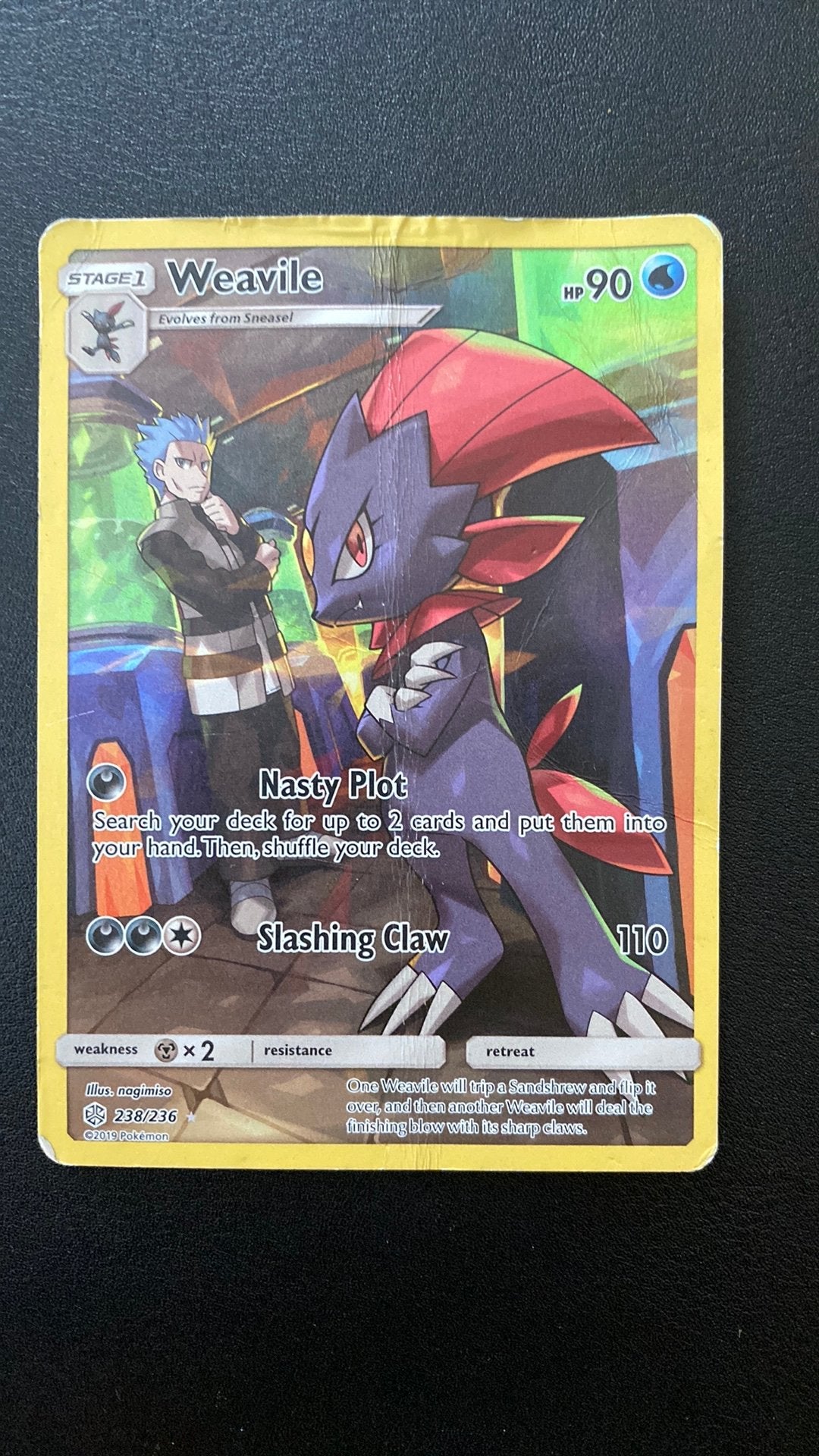 Pokemon weavile 238 cosmic eclipse, Ophalen of Verzenden, Gebruikt, Losse kaart
