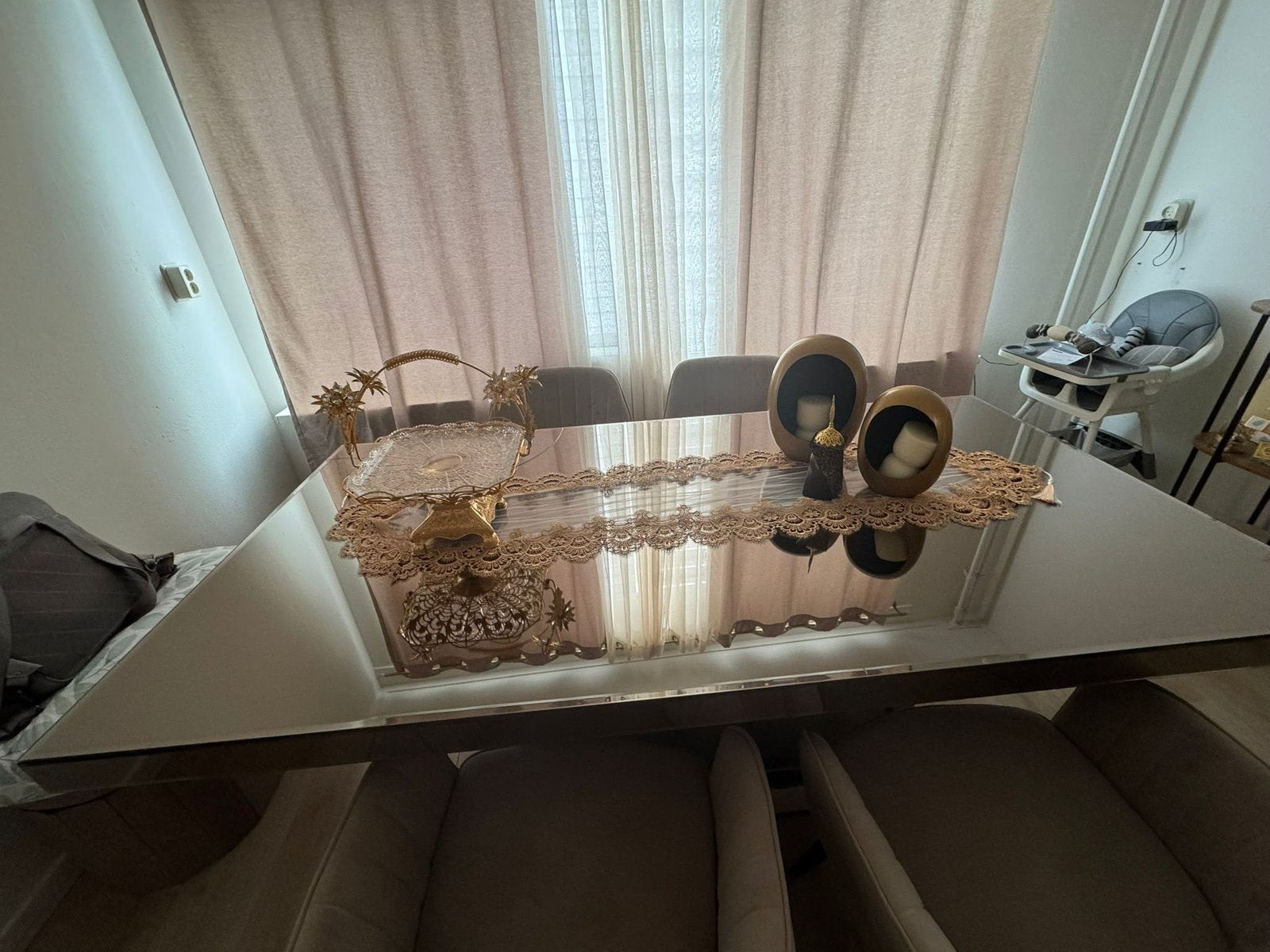 Luxe TV-meubel met sfeerhaard + salontafel + eettafel, Ophalen