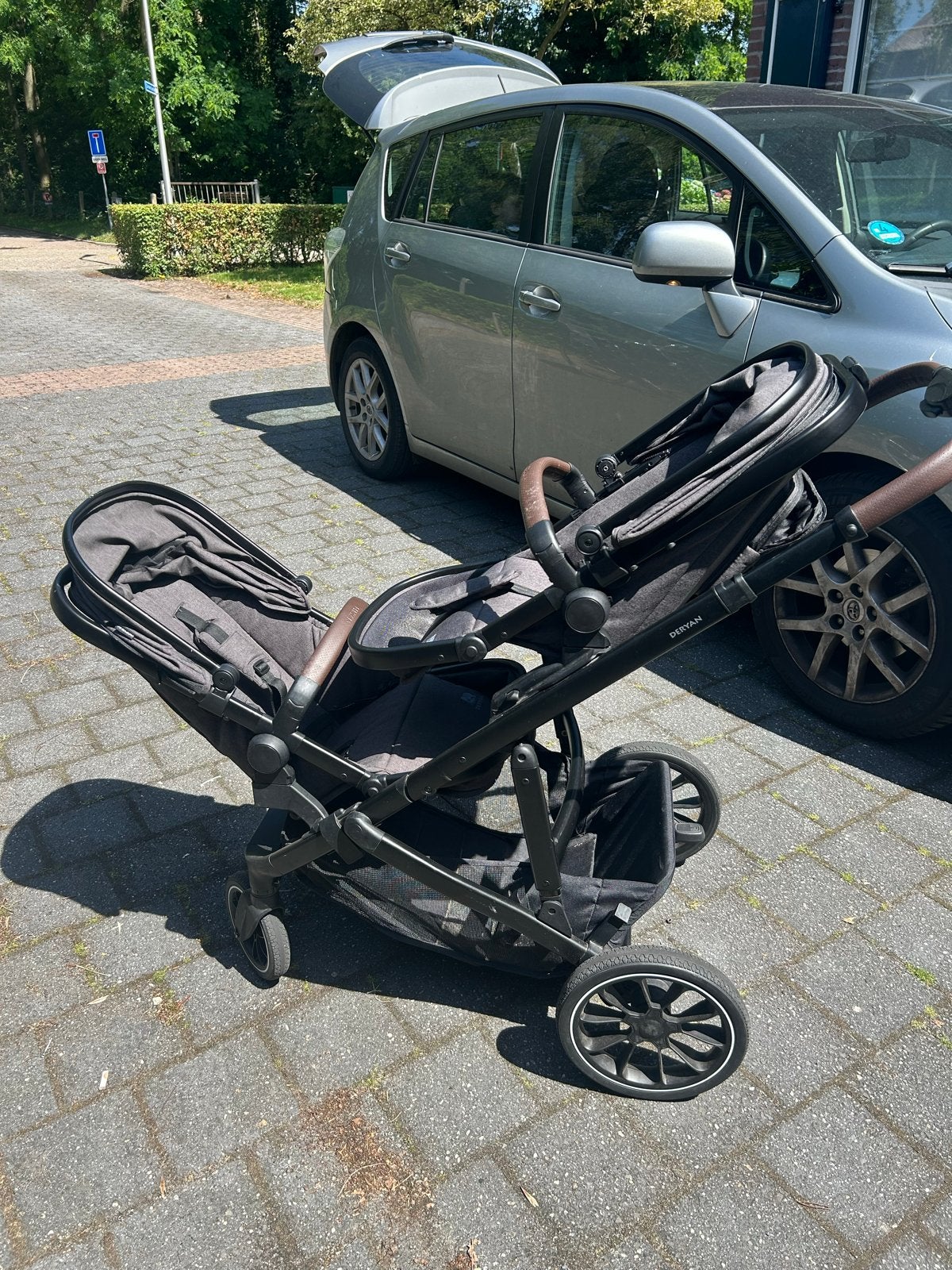 Deryan Evy Duo Kinderwagen met reiswieg en 2 zitjes, Gebruikt, Duowagen, Ophalen, Kinderwagen
