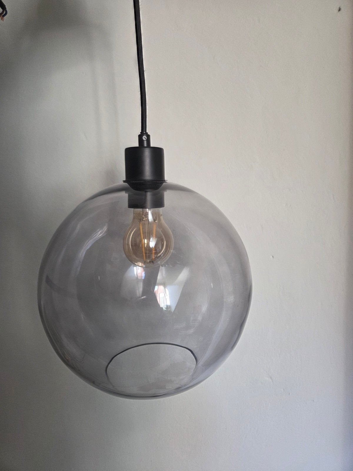 Hanglamp glazen bol, Huis en Inrichting, Gebruikt, Glas, Modern, E27 (groot)
