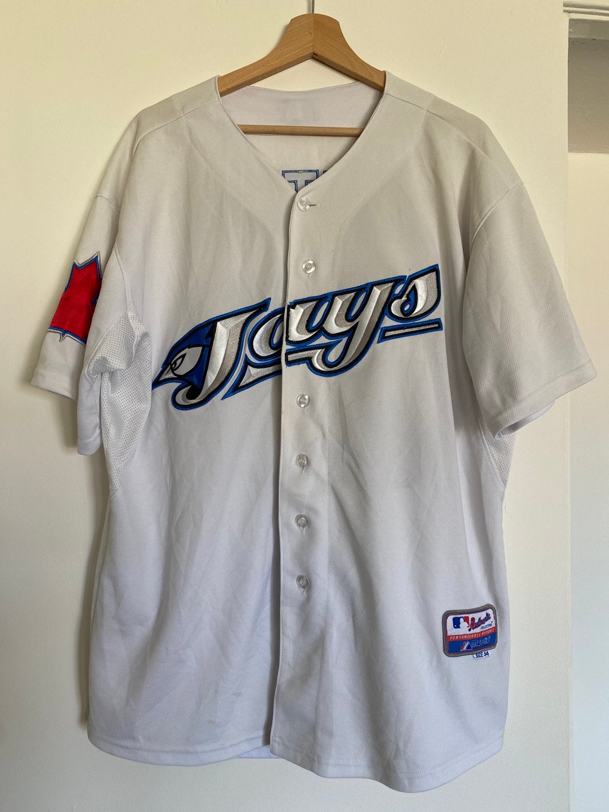 Majestic Toronto Blue Jays jersey L/XL, MLB, Baseball, Sport en Fitness, Honkbal en Softbal, Ophalen of Verzenden, Zo goed als nieuw